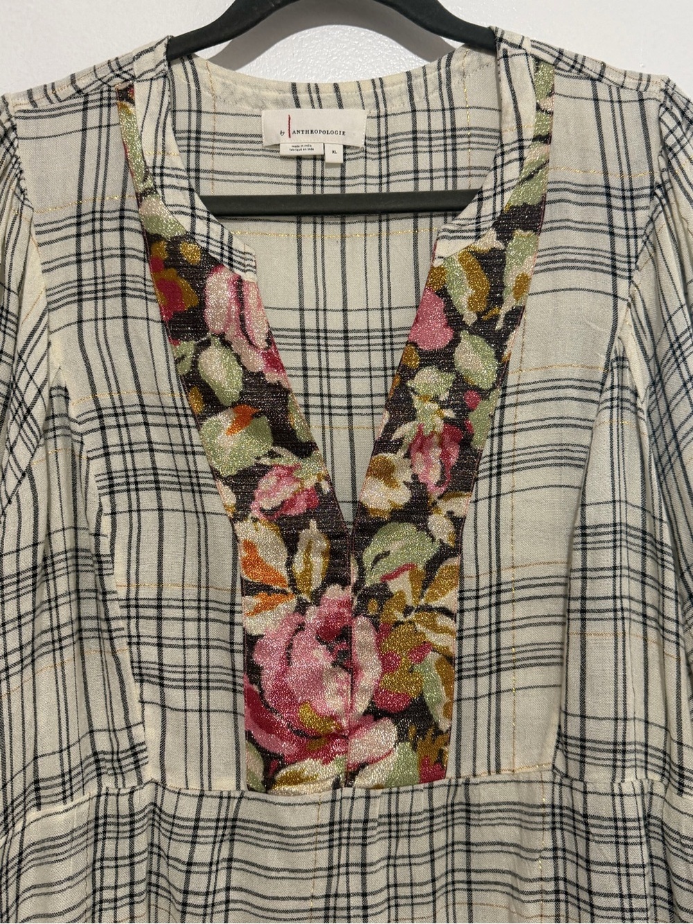 Anthropologie Darlene Plaid Peasant Blouse XL - Picture 4 of 12